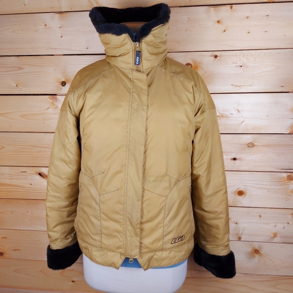 Vintage LG light winter jacket faux fur collar and cuff Louis Garneau